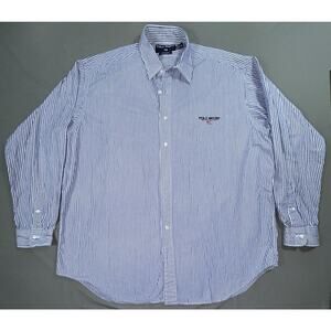 Vintage Polo Sport Ralph Lauren Shirt Mens XL Blue Stripe Lowell Sport 90s